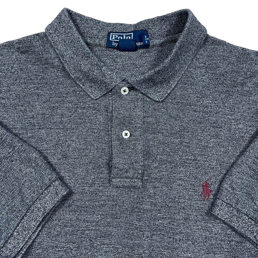 Ralph Lauren Polo Shirt Men XL Gray Red Pony Mesh Rugby VTG Y2K Preppy Adult